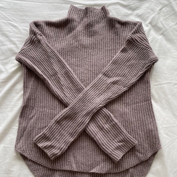 EXPRESS Mock Neck Taupe Sweater - Picture 2 of 5
